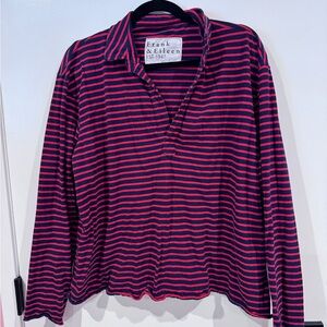 Frank & Eileen Patrick Henley, Navy and Red Striped Shirt, Large